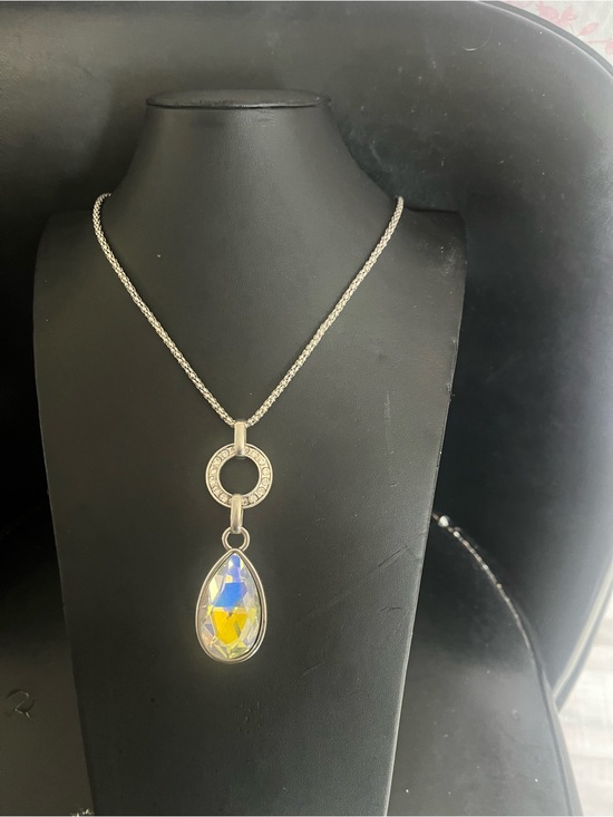 paparazzi Jewelry - paparazzi Silver-Tone Teardrop Pendant Necklace - Blue & Yellow